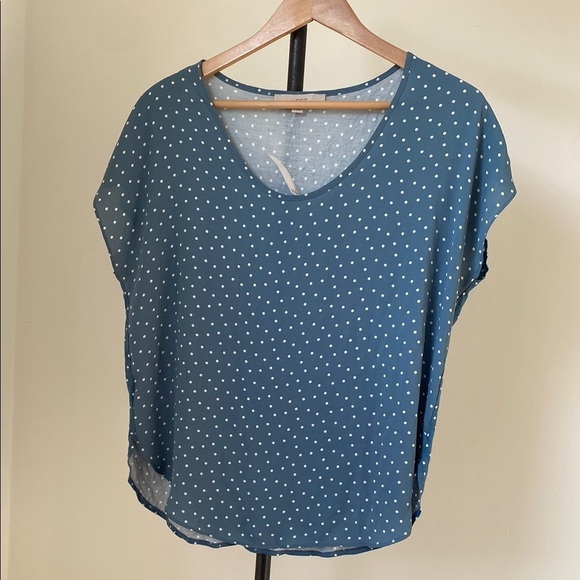 LOFT Blue Cap Sleeve Blouse with Relaxed Fit - Picture 1 of 2